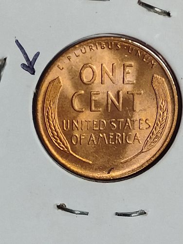 1945-S WHEAT CENT MS-66 RED REV.LAMINATION S/T OBV, INVERTED MM MULTIPLE ERROR COIN