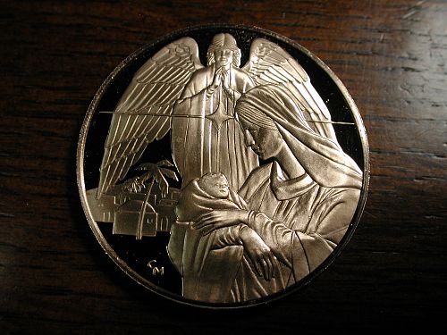 1977 Christmas Guardian Angel Bronze Token NICE!