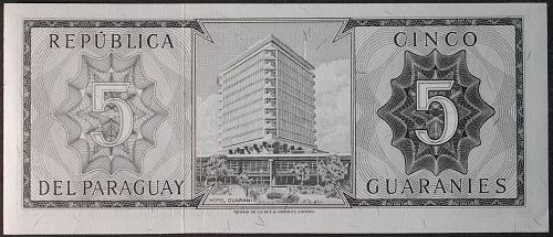 Paraguay P195b 5 Guaranies AU+