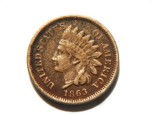 1863 Copper Nickel Indian Head Cent
