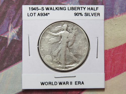 1945-S  WALKING LIBERTY HALF DOLLAR ~ WORLD WAR II ERA ~ LOT A934*