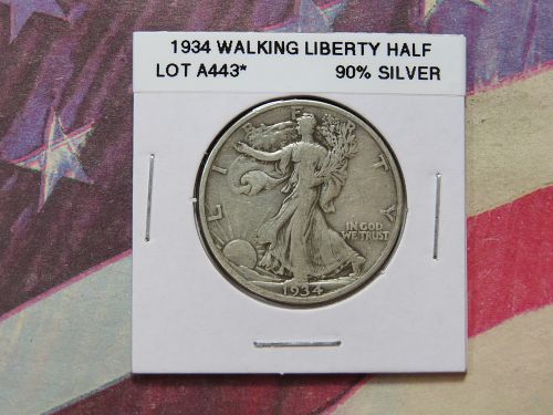1934  WALKING LIBERTY HALF DOLLAR ~ 90% SILVER ~ LOT A443*