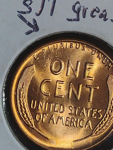 1958 D/D LINCOLN WHEAT CENT RPM 015 MS-65, RED VARIETY COIN, REVERSE STRUCK THROUGH