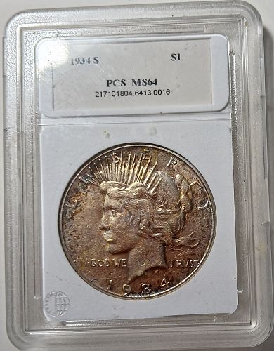 1934 S Peace Dollar LOt Pc34SA