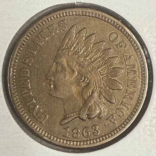 1863 Indian Head Cent, MS60+ (10277)