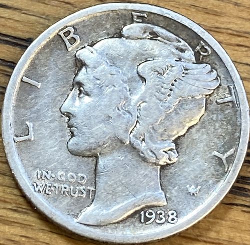 1938 mercury dime in VERY FINE condition