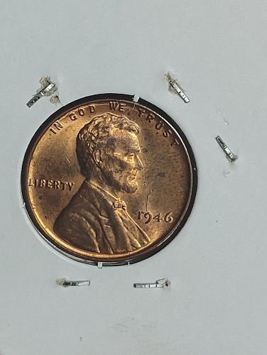 1946 LINCOLN WHEAT CENT MS-63, RB REVERSE STRUCK THROUGH ERROR COIN