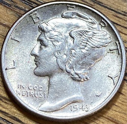 1943 mercury dime in ALMOST UNCIRCULATED condition