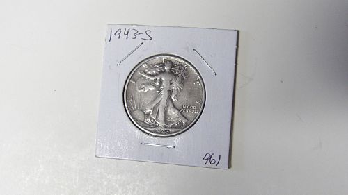1943-S Walking Liberty Silver Half Dollar Fine Condition San Francisco Mint