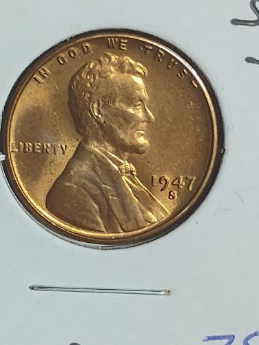 1947-S LINCOLN WHEAT CENT  MS-66 RB  DDO? REVERSE STRUCK THROUGH GREASE