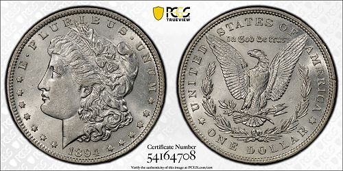 1894 Morgan Silver Dollar, AU58 PCGS Gold Shield (10444)