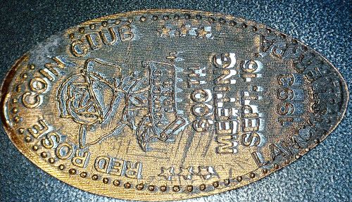 1993 Elongated Zinc Penny Red Rose Coin Club 600th Meeting