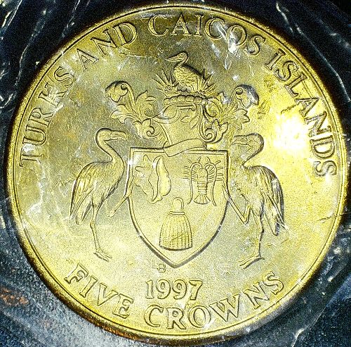 1997 FIVE CROWNS TURKS & CAICOS MOTHER THERESA KM# 225