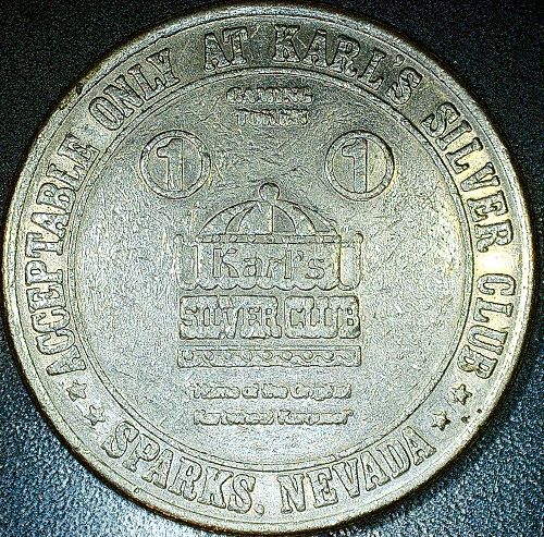 $1 Karl’s Silver Club - SPARKS NV $1 casino Slot token 1979