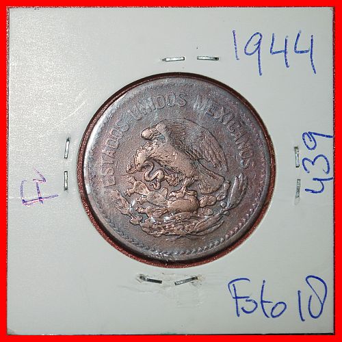 Ⰶ PYRAMID OF THE SUN (1943-1974): MEXICO ★ 20 CENTAVOS 1944 ASTRONOMY! IN HOLDER!