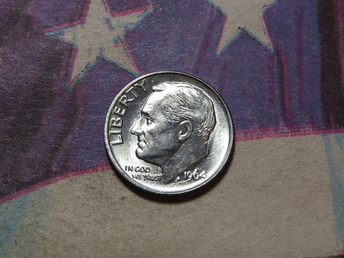 1964-P ROOSEVELT DIME ~ 90% SILVER ~ NICE HIGH GRADE ~ LOT 0577*