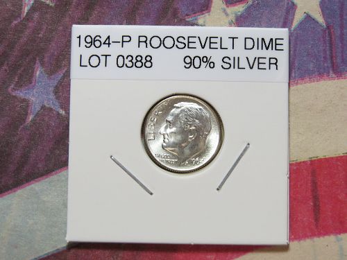 1964-P ROOSEVELT DIME ~ 90% SILVER ~ NICE HIGH GRADE ~ LOT 0388*