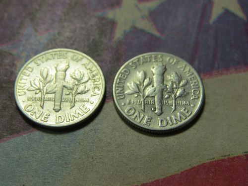 1961-P & 1961-D ROOSEVELT DIME ~ 90% SILVER ~ LOT OF 2 COINS ~ LOT D883*
