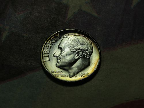1958-P ROOSEVELT DIME ~ 90% SILVER ~ (SLIGHT TONING) LOT J230