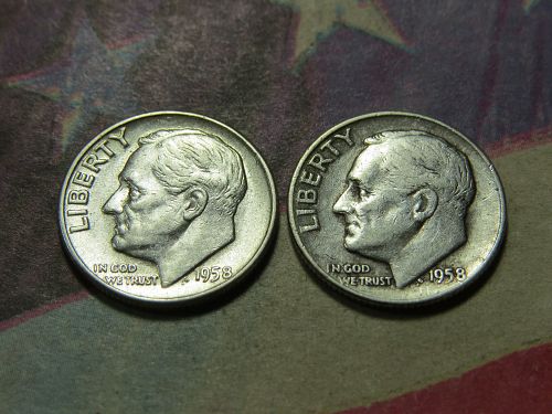 1958-P & 1958-D ROOSEVELT DIME ~ 90% SILVER ~ LOT OF 2 COINS ~ LOT B144*