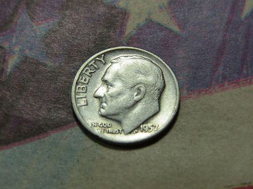 1957-D ROOSEVELT DIME ~ 90% SILVER ~ LOT 0415*