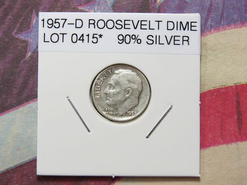 1957-D ROOSEVELT DIME ~ 90% SILVER ~ LOT 0415*