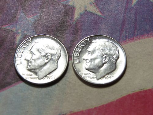 1957-P & 1957-D ROOSEVELT DIME ~ 90% SILVER ~ LOT OF 2 COINS ~ LOT D856*