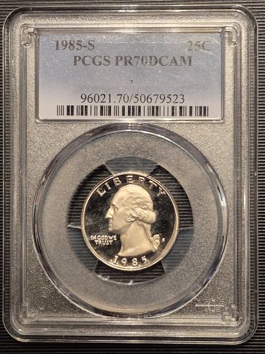 1985-S 25C PR70 DCAM WASHINGTON ICG