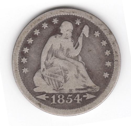 1854 Seated Liberty Quarter “Arrows at Date” VG10
