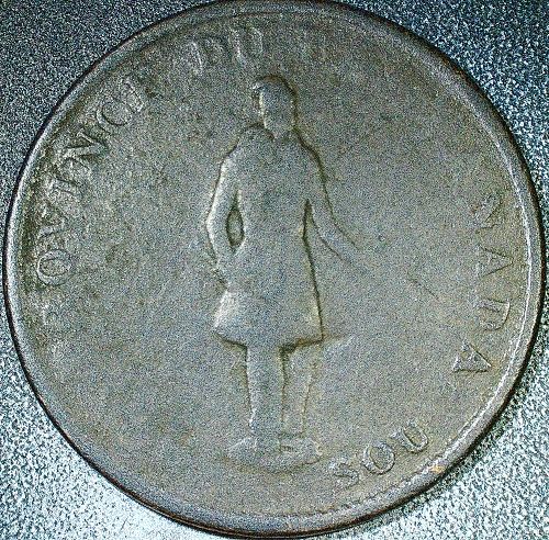1837 Province of Lower Canada, Half Penny Token, Quebec
