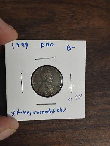 1949 LINCOLN WHEAT CENT XF-40 DET: CORRODED OBV., DDO VARIETY COINS