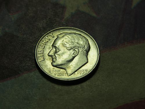 1953-D ROOSEVELT DIME ~ 90% SILVER - LOT 0587*