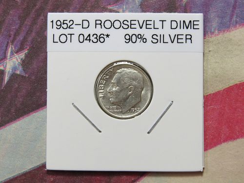 1952-D ROOSEVELT DIME ~ 90% SILVER - LOT 0436*