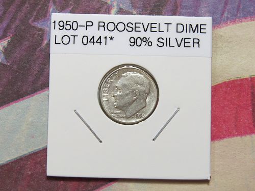1950-P ROOSEVELT DIME ~ 90% SILVER - LOT 0441*