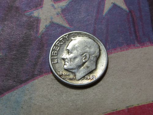 1949-P ROOSEVELT DIME ~ 90% SILVER - LOT J220