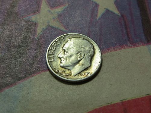 1949-P ROOSEVELT DIME ~ 90% SILVER - LOT J220