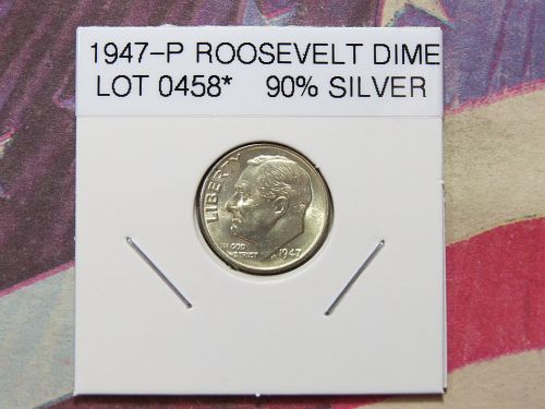 1947-P ROOSEVELT DIME ~ 90% SILVER - LOT 0458*