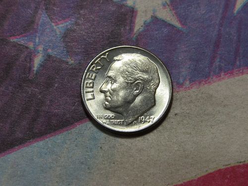 1947-P ROOSEVELT DIME ~ 90% SILVER - LOT 0458*