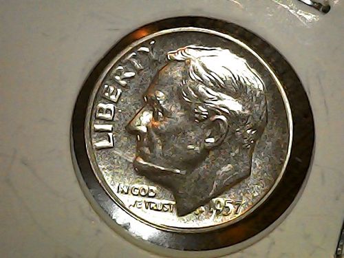 1957 P Roosevelt Dime...Nice Hole Filler...415