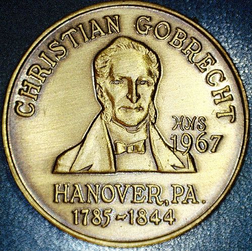 1967 CHRISTIAN GOBRECHT HANOVER PA MEDAL COIN TOKEN 1836 SEATED LIBERTY DOLLAR