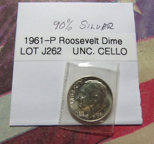 1961-P  LINCOLN MEMORIAL CENT  (90% Silver) (UNCIRCULATED IN MINT CELLO) LOT J262