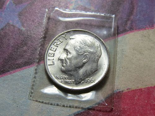 1961-P  LINCOLN MEMORIAL CENT  (90% Silver) (UNCIRCULATED IN MINT CELLO) LOT J262