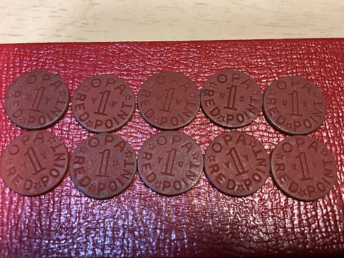 Lot of 10 WWII OPA Red Point Ration Vintage Token
