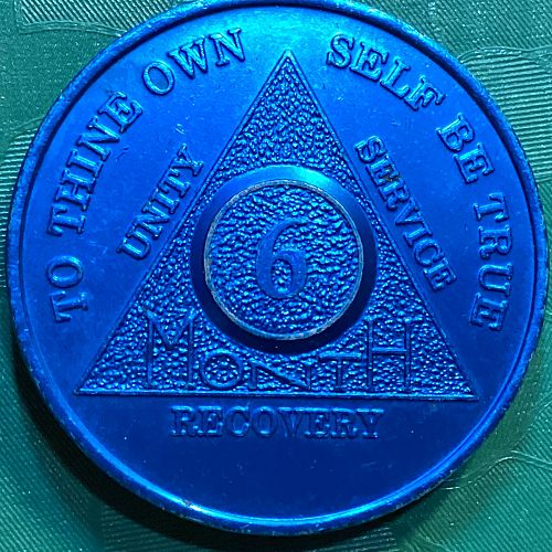 AA 6 month recovery Token with serenity prayer on reverse