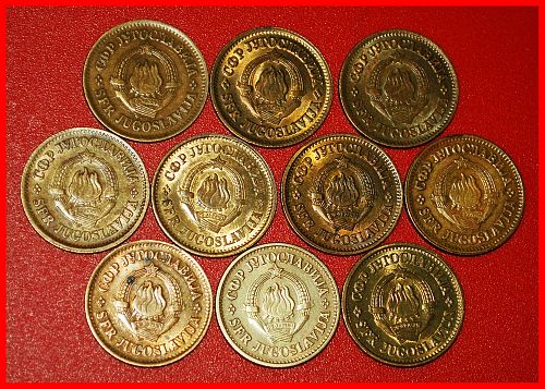 Ⰶ STAR: YUGOSLAVIA ★ COMPLETE SET 20 PARA RUN YEARS 1965-1981 10 COINS TOGETHER!