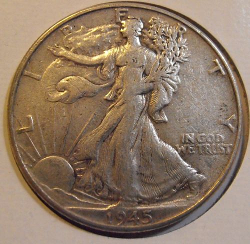 1945 P Walking Liberty Half  Dollar, 90% Silver Coin,  (45PAC5)