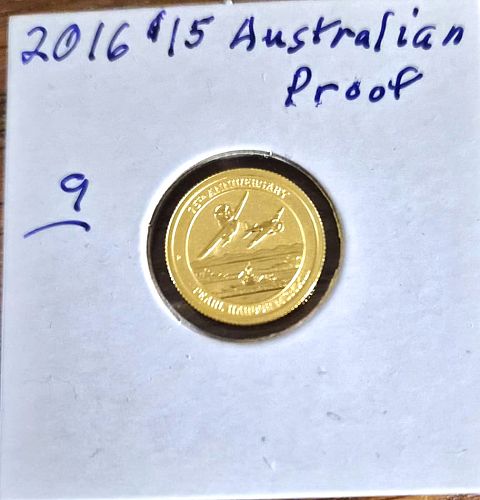 2016 $15 Gold Tuvalu Perth Mint Proof Commorative coin