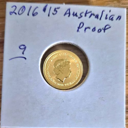 2016 $15 Gold Tuvalu Perth Mint Proof Commorative coin