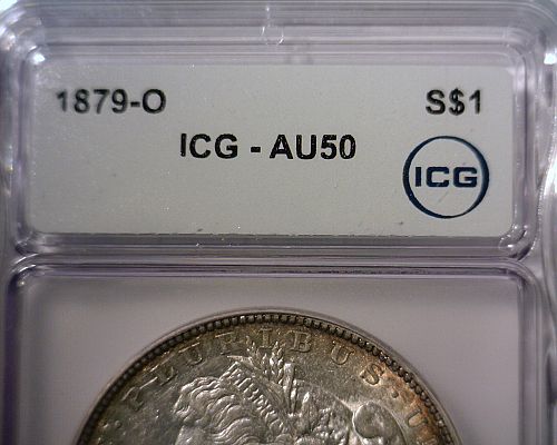 1879  O SILVER MORGAN DOLLAR  ICG AU 50    NICE LOOKING COIN!!