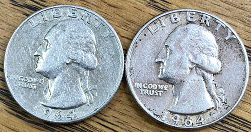 1964D Washington quarters lot of 2